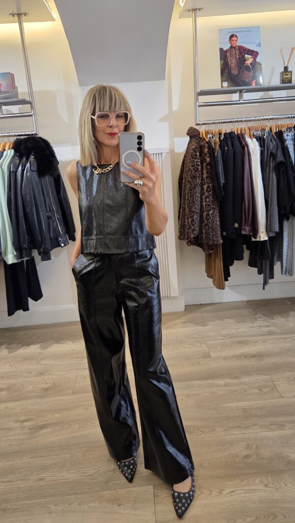 Black Vinyl Cropped Top