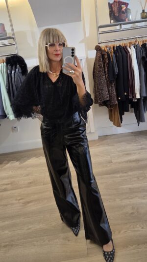 Black Lace Cape Blouse