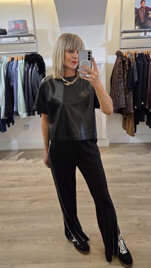 Black Faux Leather T-Shirt