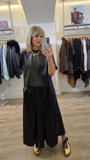 Black Faux Leather Maxiskirt