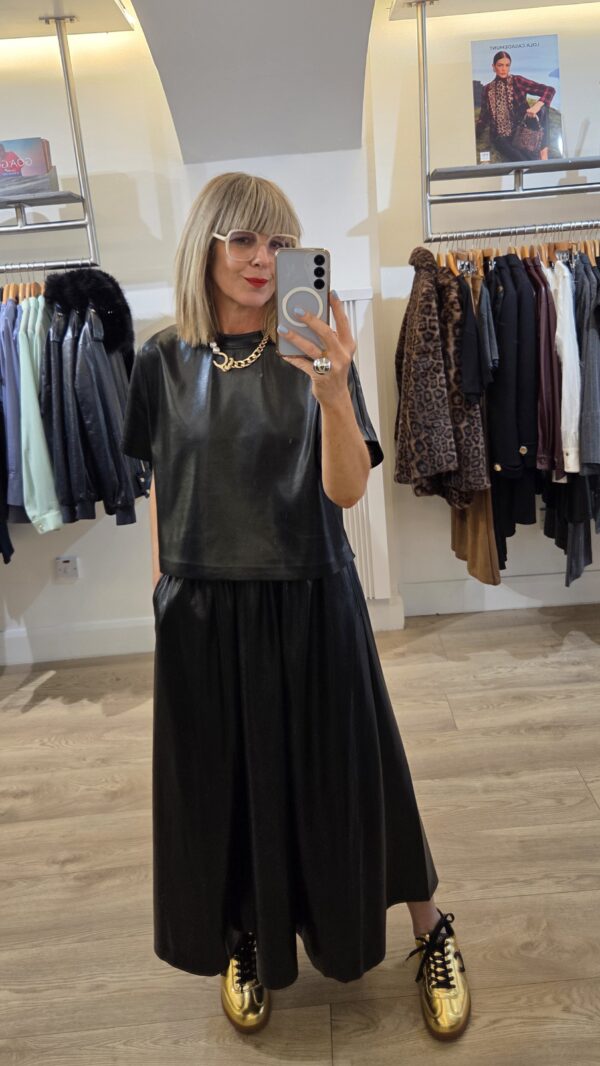 Black Faux Leather Maxiskirt