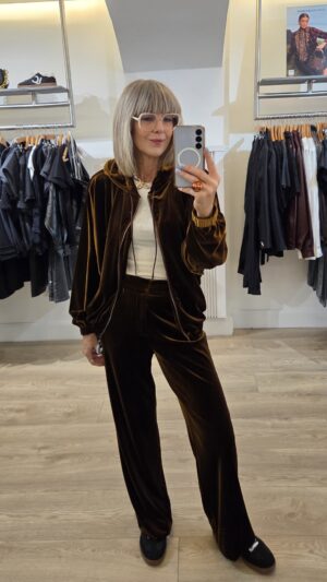 Bronze Velvet Zip-Up with Hood