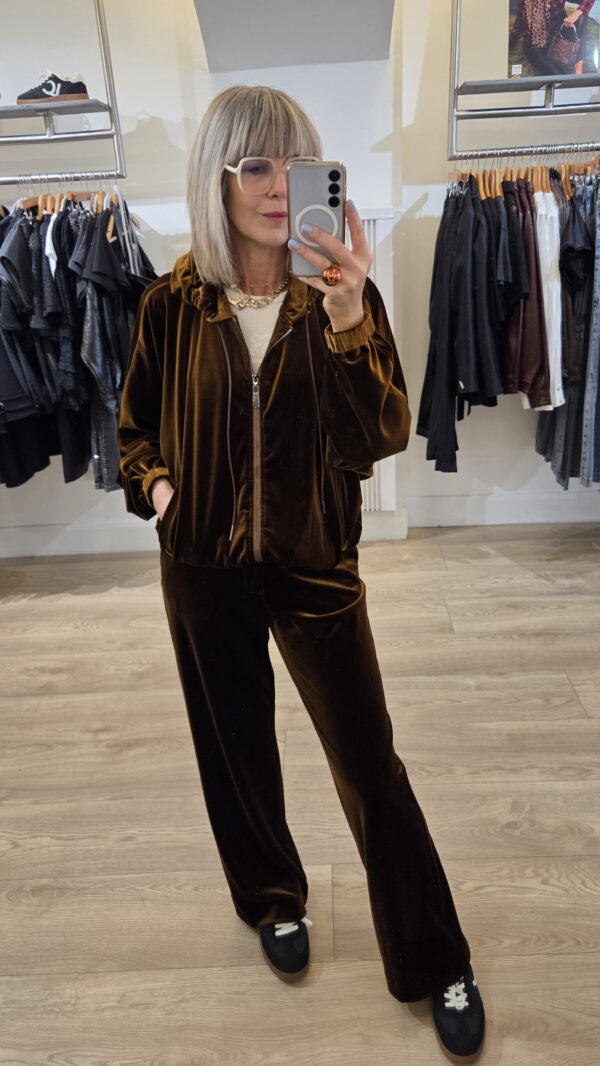 Bronze Velvet Zip-Up with Hood - Image 9