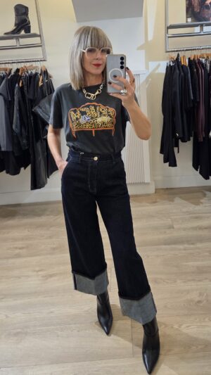 Jeans Indigo Cropped with Turn-Up
