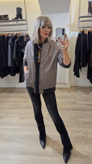 Black & Taupe Reversible Thinsulate Bomber Jacket