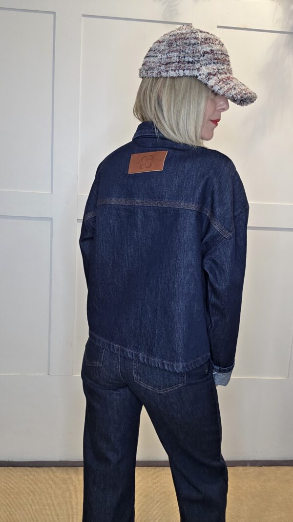 Indigo Denim Shacket with Turn-Up Sleeve - Image 9