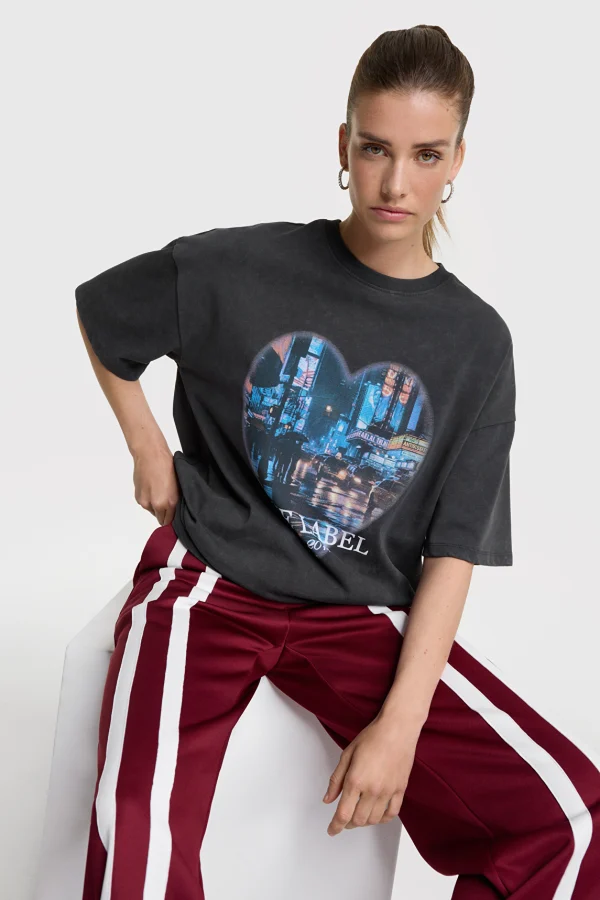 Burgundy Wide-Leg Track Pants with Double Stripe - Image 5