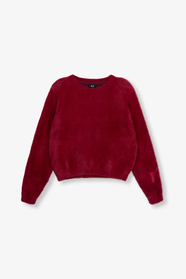 Burgundy Fluffy Knit with Shoulderpad - Image 2