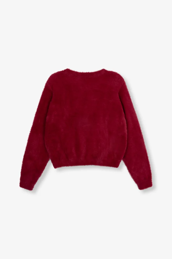 Burgundy Fluffy Knit with Shoulderpad - Image 3