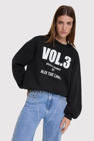 Black Sweatshirt with Slogan 'Vol 3'