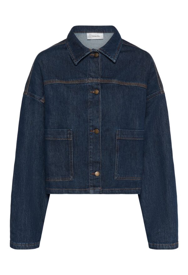 Indigo Denim Shacket with Turn-Up Sleeve - Image 6