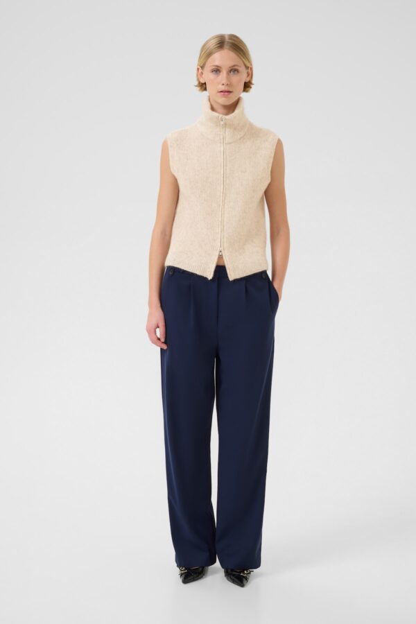 Oatmeal Double-Zipped Mohair Knit Sweater Vest - Image 5