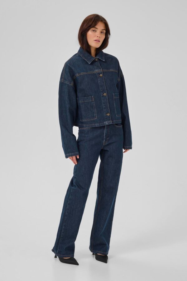 Indigo Denim Shacket with Turn-Up Sleeve - Image 4