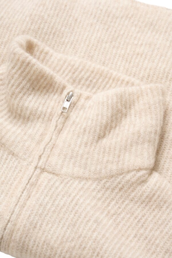 Oatmeal Double-Zipped Mohair Knit Sweater Vest - Image 9