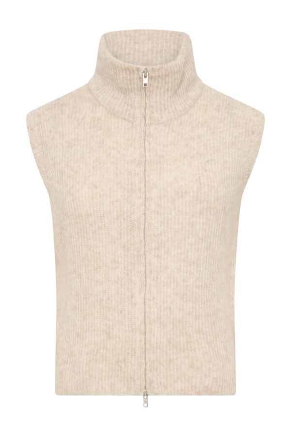 Oatmeal Double-Zipped Mohair Knit Sweater Vest - Image 7
