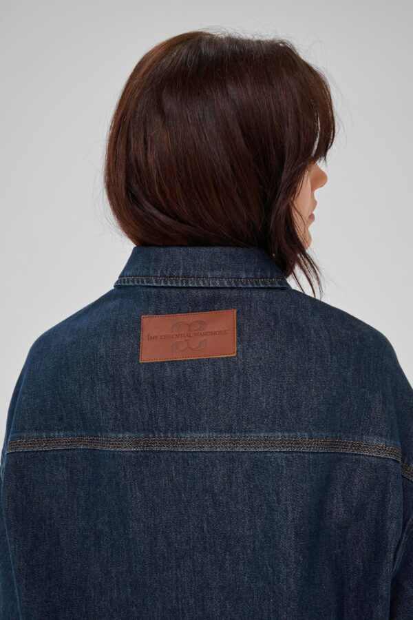 Indigo Denim Shacket with Turn-Up Sleeve - Image 5