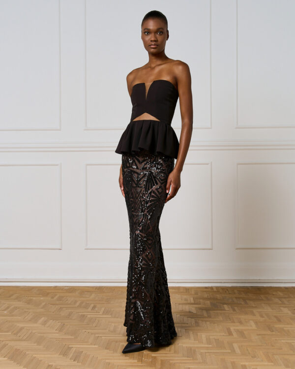 Black Mesh Maxi Skirt with Black Embellishment - Image 6