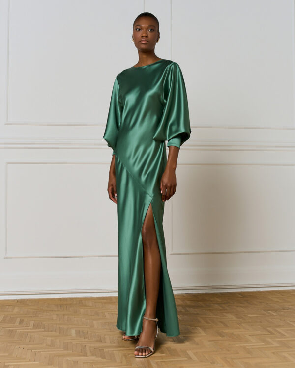Jade Satin Maxi Dress with Cowl Back