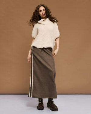 Toffee Midi Skirt with Side Stripe
