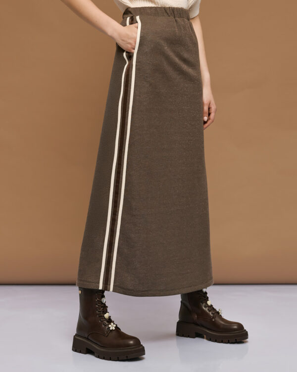 Toffee Midi Skirt with Side Stripe - Image 5