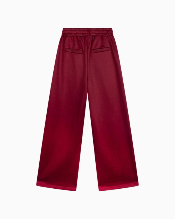 Burgundy Wide-Leg Track Pants with Double Stripe - Image 4