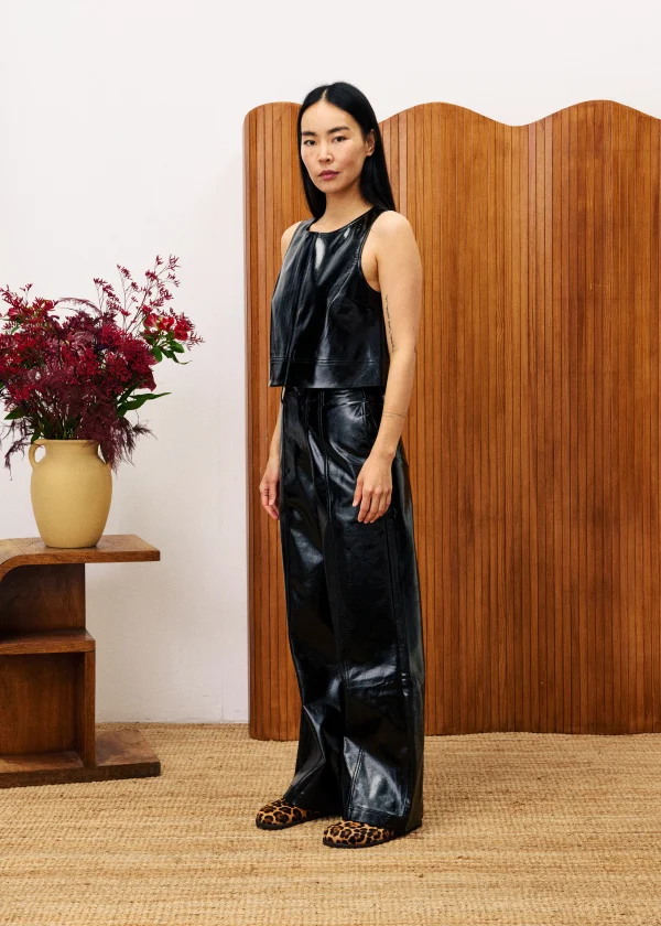Black Vinyl High-Waisted Trousers - Image 5