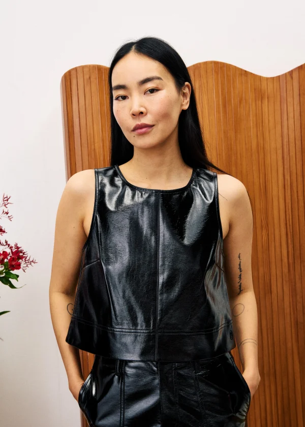 Black Vinyl Cropped Top - Image 7