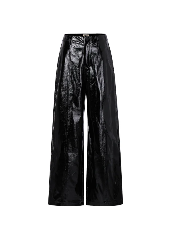 Black Vinyl High-Waisted Trousers - Image 7