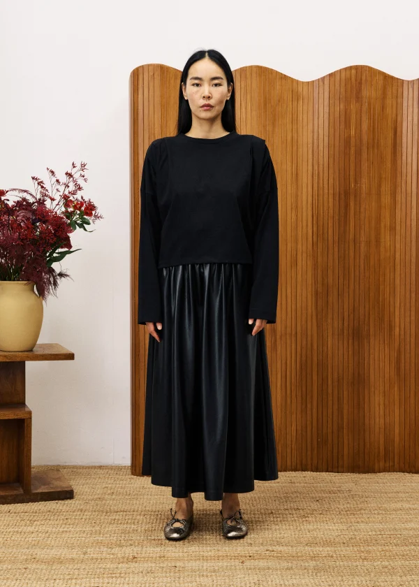 Black Faux Leather Maxiskirt - Image 2