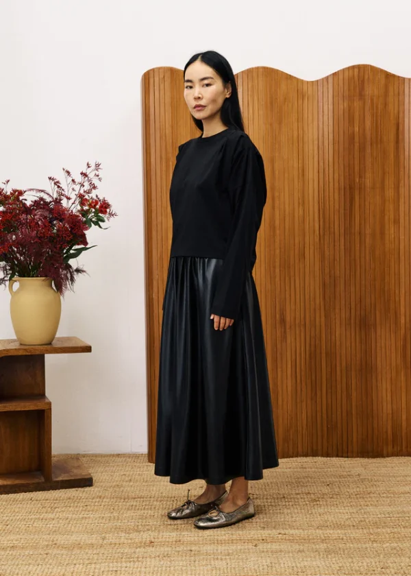 Black Faux Leather Maxiskirt - Image 3