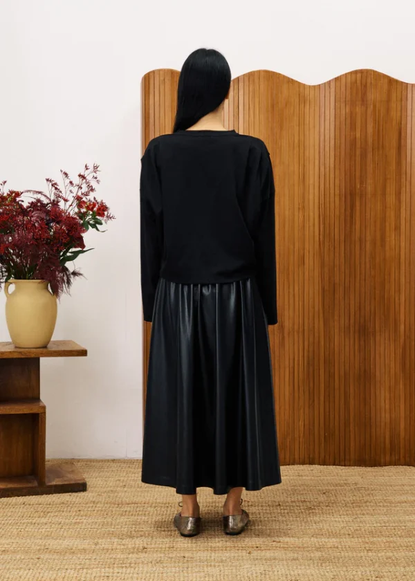 Black Faux Leather Maxiskirt - Image 4