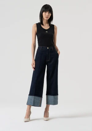 Jeans Indigo Cropped with Turn-Up