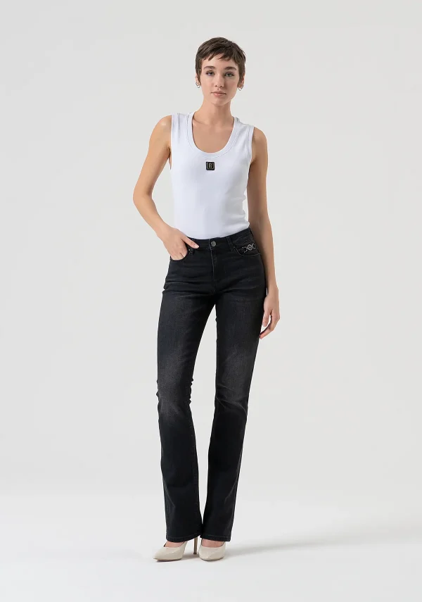 Black Faded Bum-Lifting Bootcut Jeans