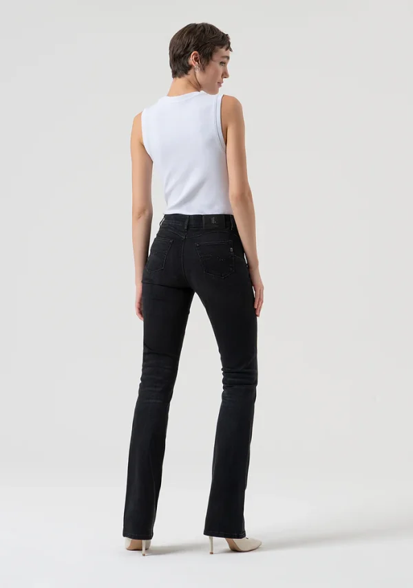 Black Faded Bum-Lifting Bootcut Jeans - Image 4