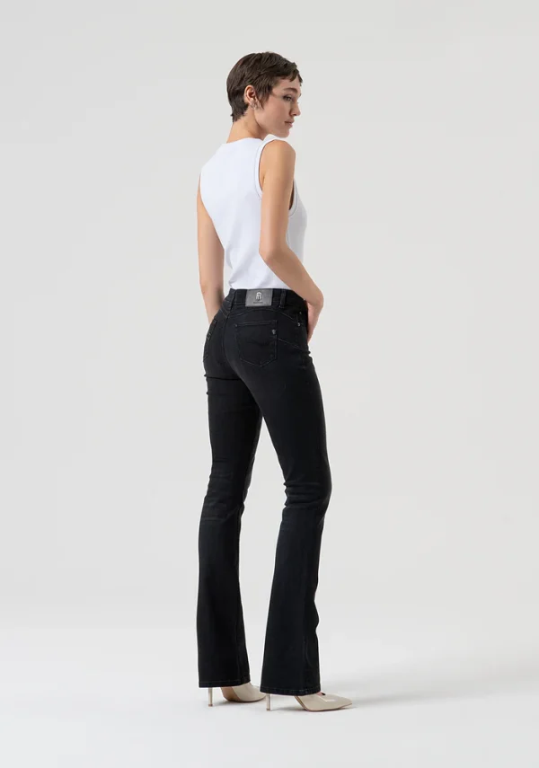 Black Faded Bum-Lifting Bootcut Jeans - Image 5