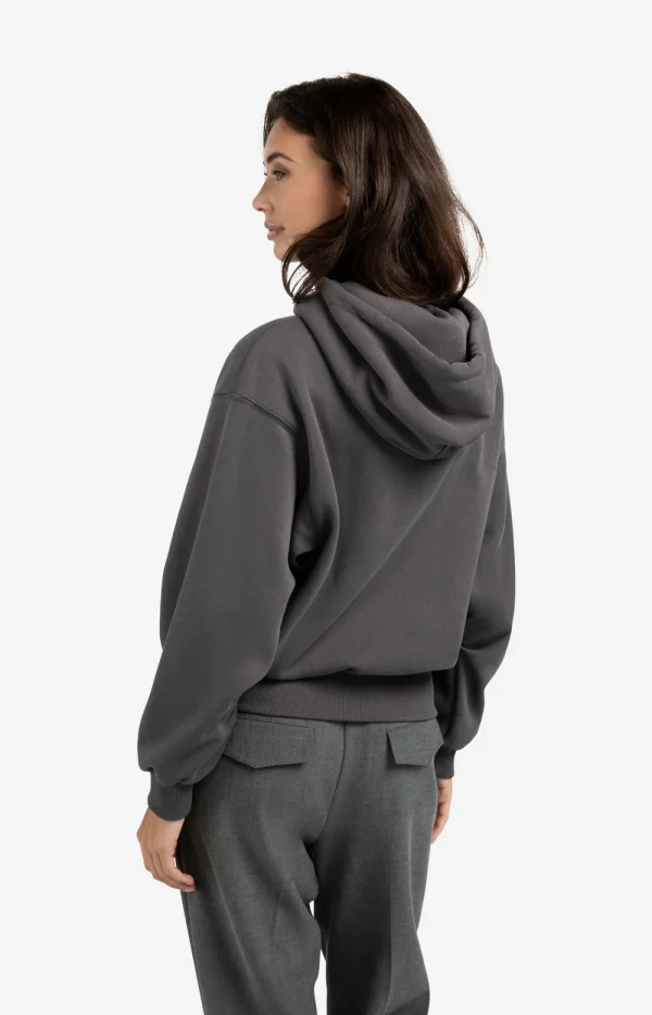 Grey Hoodie with Pleated Hem - Image 3