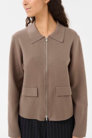 Mink Knit Zipped Cardigan