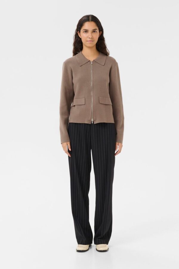 Mink Knit Zipped Cardigan - Image 2