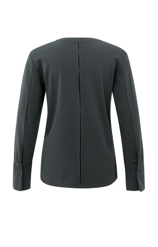 Grey Jersey Long-Sleeved Top with Woven Cuff - Image 4