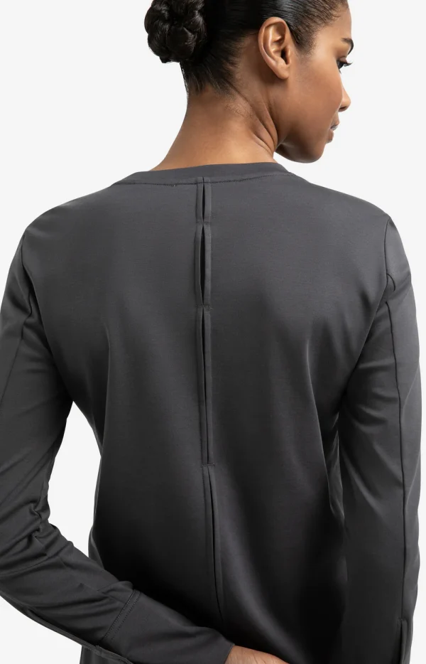 Grey Jersey Long-Sleeved Top with Woven Cuff - Image 3