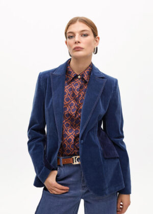 Blue Velvet & Indigo Denim Fitted Blazer