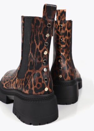 Leopard Print Ankle Boot with Embellishment