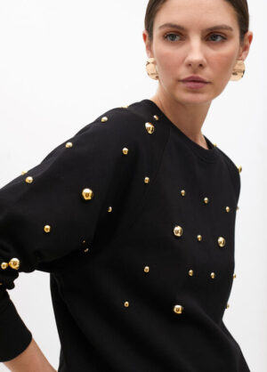 Black Sweatshirt with Gold Studs