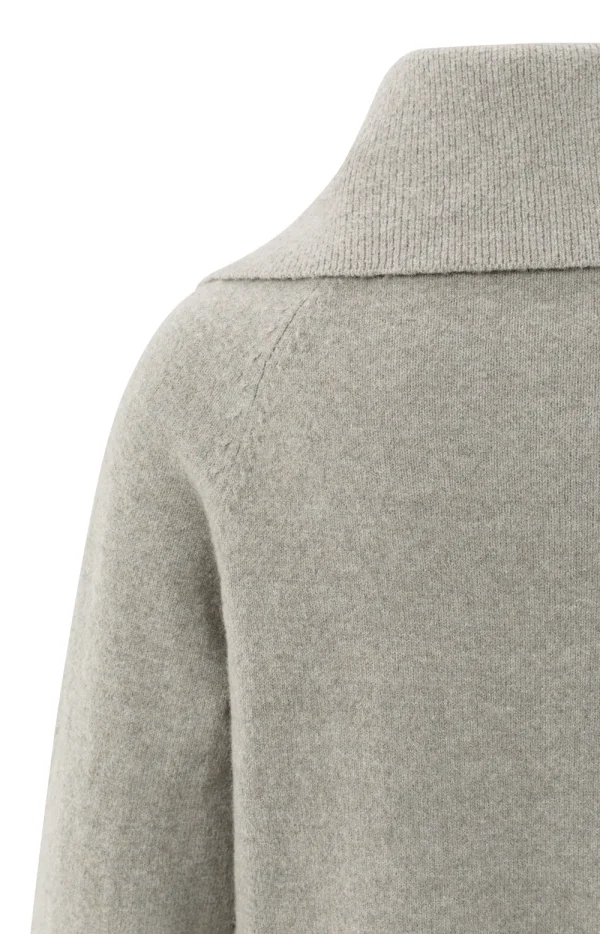 Greige Zip-Up Caradigan with Wide Collar - Image 9