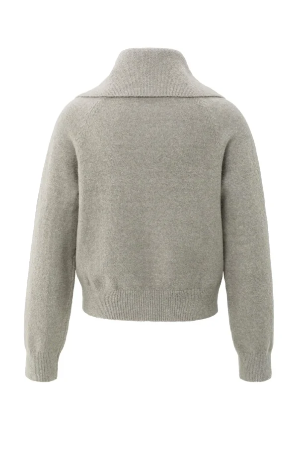 Greige Zip-Up Caradigan with Wide Collar - Image 7
