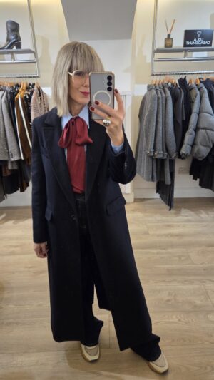 Navy Long Tailored Coat