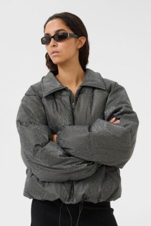 Grey Pewter Short Puffa Coat