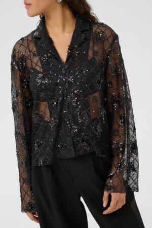 Black Sheer Embellished Blouse