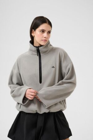 Grey Fleece Half-Zip with Black Zips