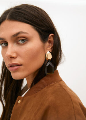 Gold & Resin Geometric Earrings